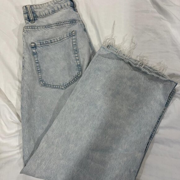 Garage Ripped Distressed Wide Leg Jean (Blue) - Picture 1 of 5